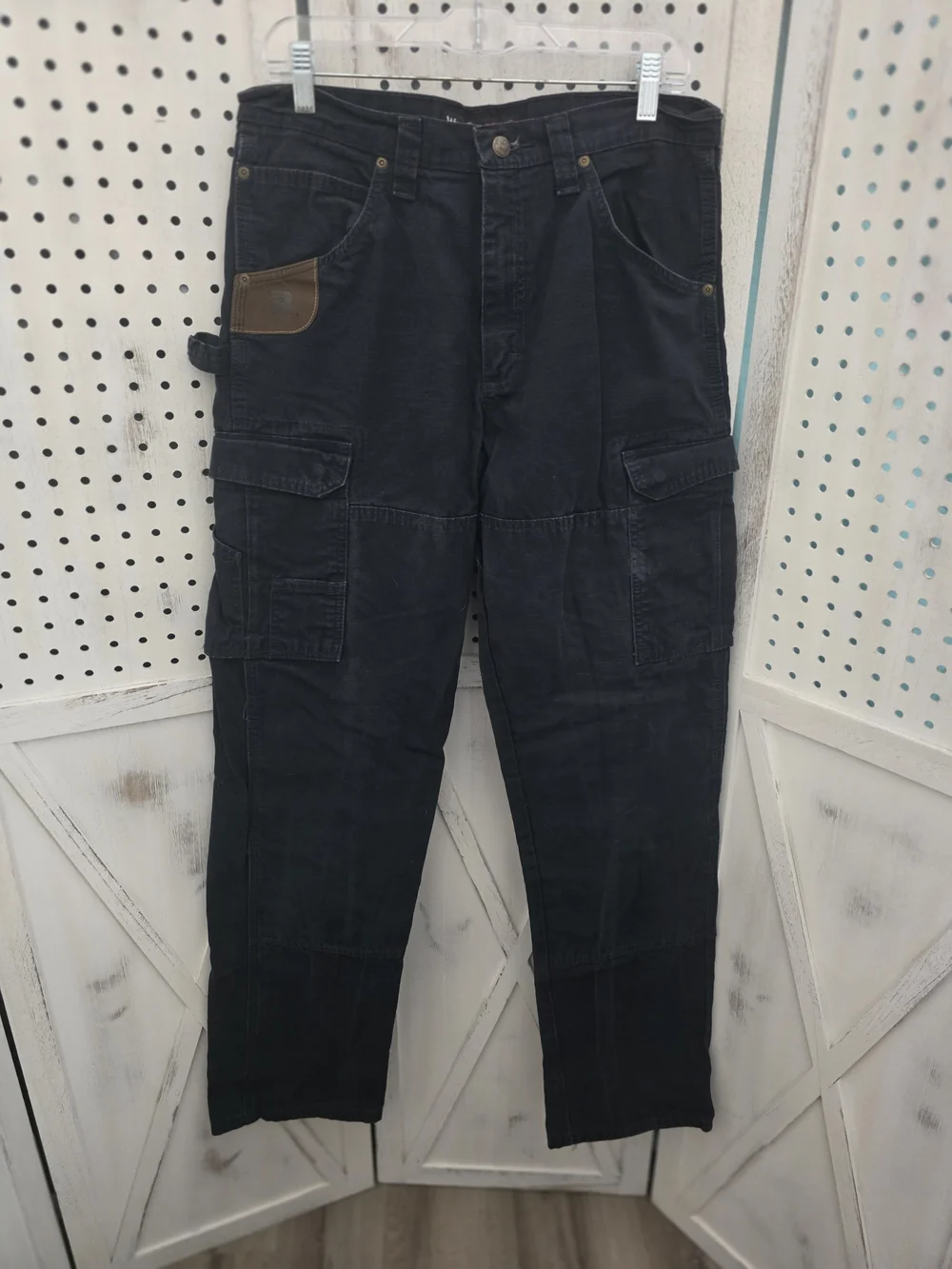 Men's Wrangler Riggs Black Cargo Work Pants - Durable Utility Trousers Size32x36